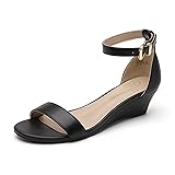 DREAM PAIRS Women's Ankle Strap Low Wedge Sandals