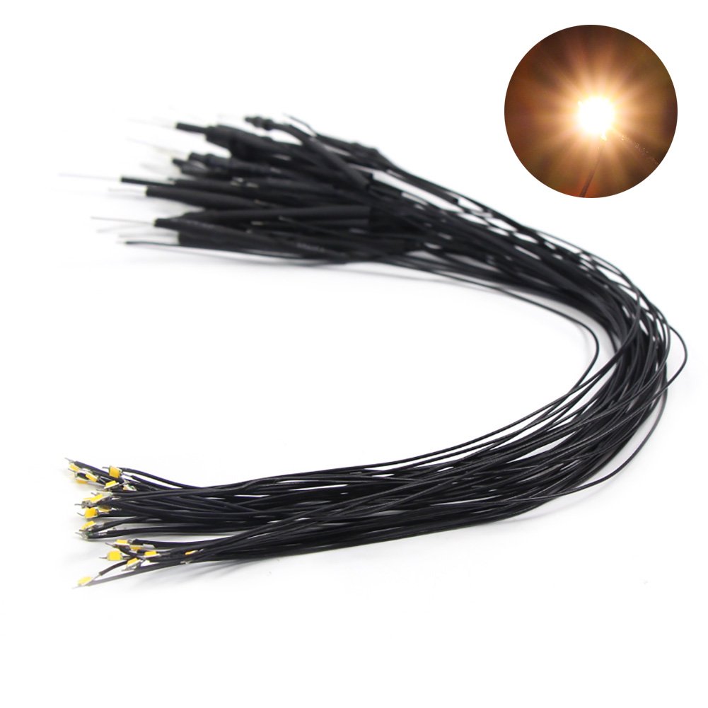 Evemodel L0805GW 20pcs Pre Wired GOLDEN White SMD 0805 Led Lamp Light Set 12V ~ 18V