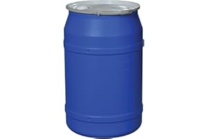 Eagle 1656MBBG Straight-Sided Drum with Metal Band and Plastic Lid with Bungs, 55 Gal, Blue