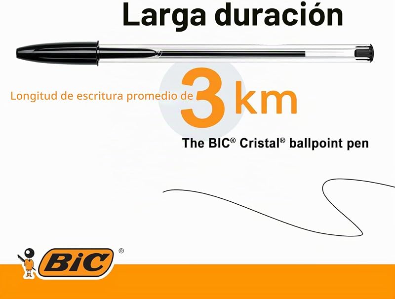 Cristal Original 8373631 - Caja de 50 Unidades, Bolígrafos Punta Media (1,0 Mm), Color Negro