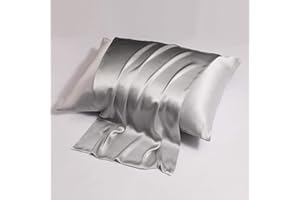 1 Pack Standard Size Satin Pillowcase for Hair and Skin Silky Cooling Pillow Cases with Envelope Closure (20x26 Inches, Gray)
