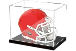 AUCARE Mini Helmet Display Case, Clear Acrylic 1/2 Football Baseball Helmet Display Case, UV Protection Memorabilia Holder, Ideal for Sports Collectibles