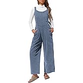 EXLURA Women Fall Overalls Denim Loose Fit Wide Leg Bib Jumpsuits Casual Adjustable Baggy Jeans Romper with Pockets 2025