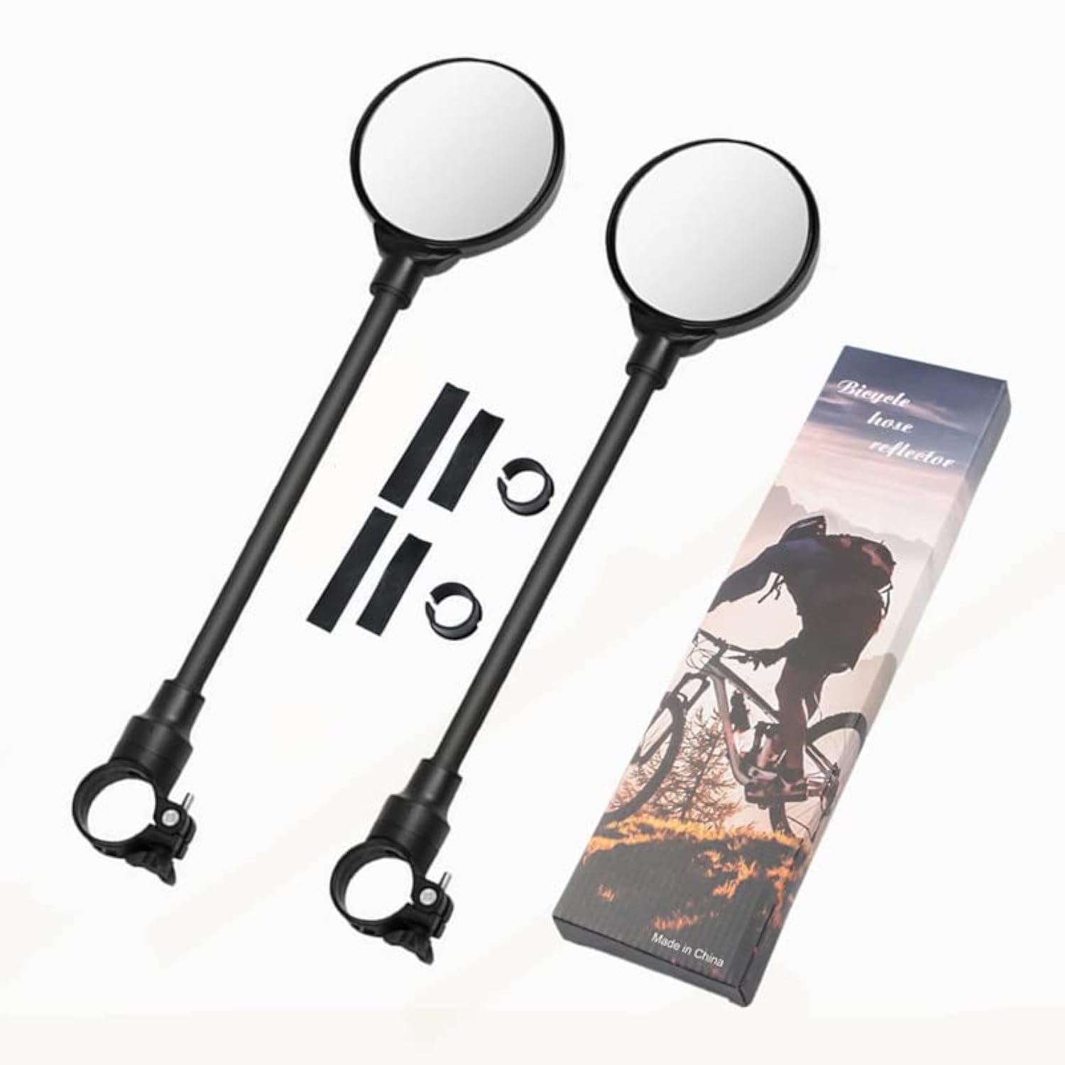 zalati Bike Mirror 1 Pair Adjustable Rear Acrylic View Mirrors with Metal Rod on Handlebar for Mountain Road Bike Bicycle Electric Motorcycle - Black