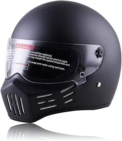 Amazon プロフェッショナルフルフェイスヘルメット レトロモーターサイクルヘルメットハーレーヘルメット 防曇レンズ付き モトクロス チョッパーバイクスクーター用 Dotおよびece承認済み E L 57 58cm フルフェイス 車 バイク