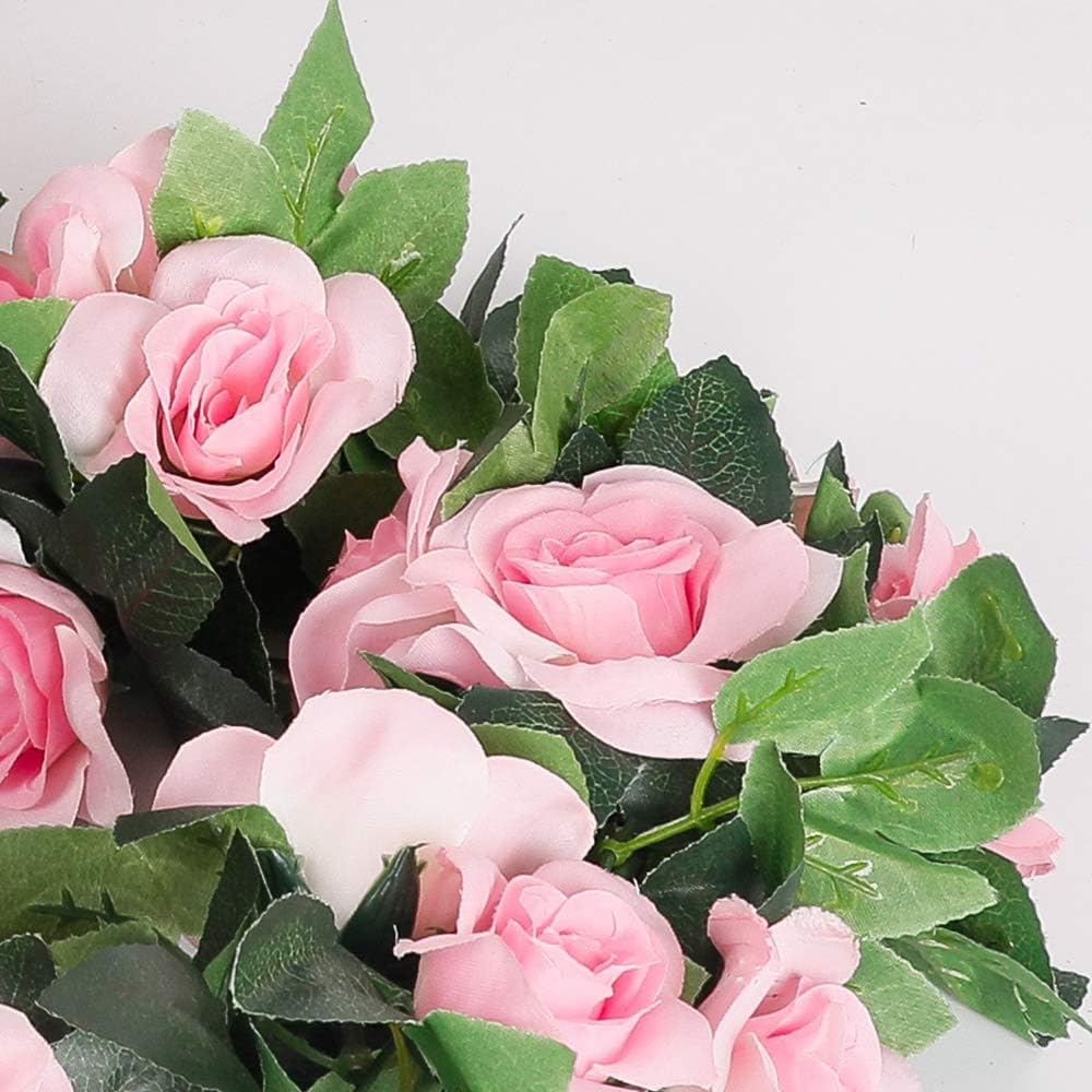 LESING Rose Garlands Artificial Rose Vines,4PCS(28.8FT) Fake Silk Flower Garlands with Greenery Plants Wedding Hanging Flower Vines Garlands for Home Office Arch Garden Decoration (Pink) - Image 4