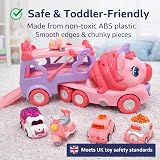 JQLM 5-in-1 Unicorn Truck Toy for Girls Pink Carrier Car with Music Lights view 4