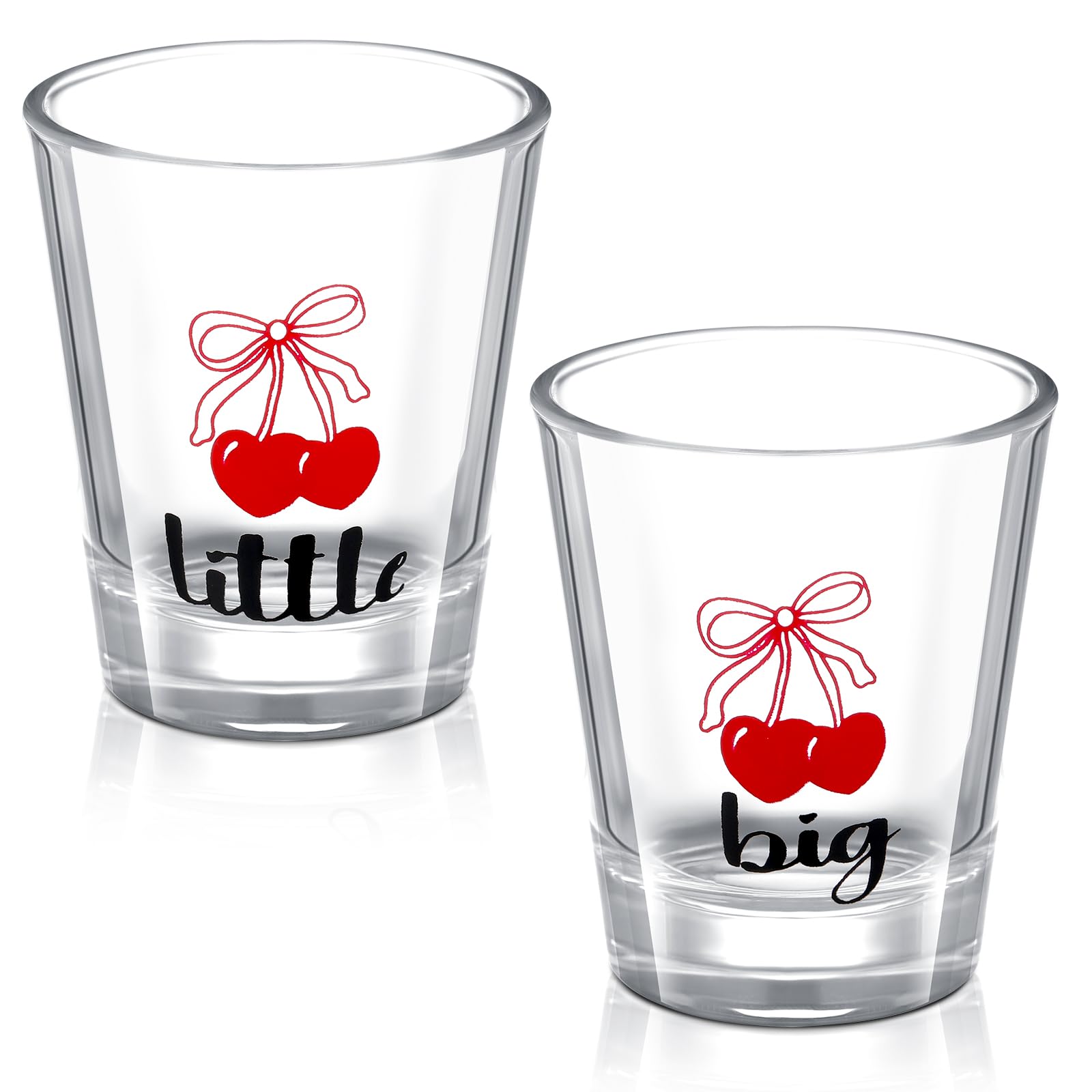 Photo 1 of Roshtia 2 Pcs Sorority Big Little Shot Glasses with Thick Base Big Little Sorority Gifts 2 oz Tequila Shot Glasses Mini Clear Glass Cups for Drinking Glassware Party Favors(Elegant Style)