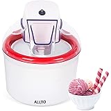 Ice Cream Maker—Automatic Easy Homemade Electric Kitchen Machine，Frozen Yogurt Machine，For DIY，Gelato, 1.6 Quart，White&Red