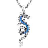 PCTJYFU Dragon Necklace 925 Sterling Silver Oxidized/Solid 24K Gold Over Dragon Pendant Unisex Jewelry Valentine's Day Gift for Men Women