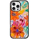 CASETiFY Impact Case for iPhone 16 Pro Max [Slim / 8.2 ft. 4X Military Grade Drop Protection/Wireless Charging Compatible] - EttaVee Watercolor Fleurs - Clear Black
