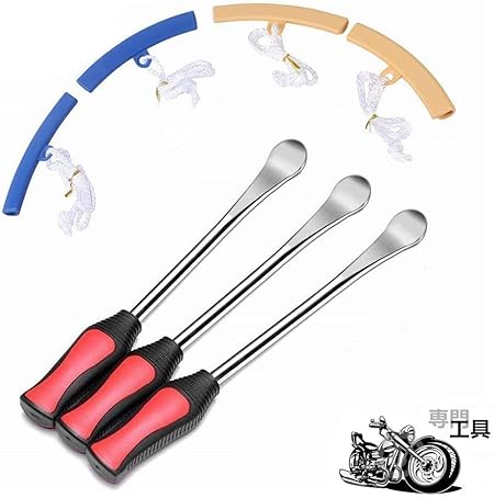 Amazon 7点セット タイヤレバー 3本 リムプロテクター ミックス 4個 バイク 自転車 タイヤ ホイール 交換 脱着 専用工具 ステンレス製 タイヤ修理ツールキット 車 バイク
