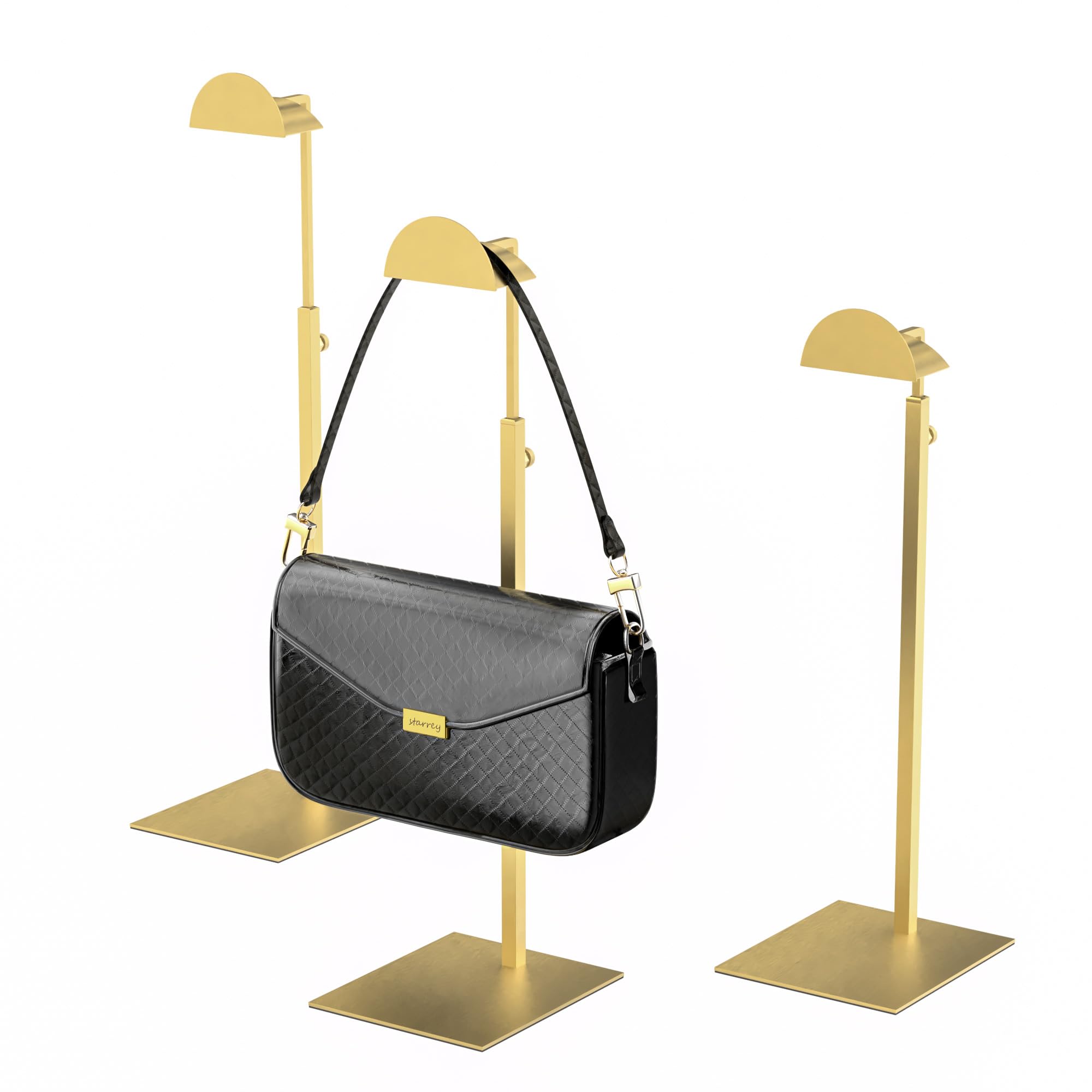 Photo 1 of Purse Display Stand Adjustable Height Gold Purse Rack for Handbags Necklaces Scarves Hats & Headphones 14" - 24" Purse Hanger Shelf for Retail Display