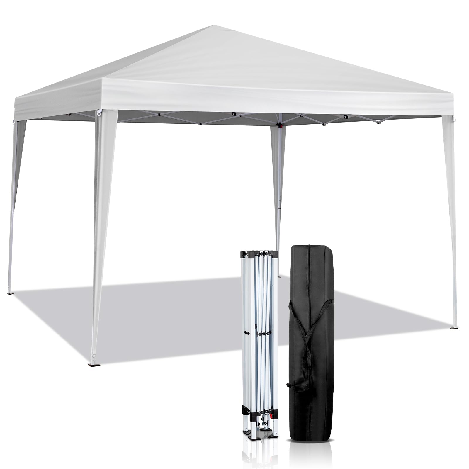 Photo 1 of 10x10Ft Pop Up Canopy Tent,Instant Portable Sun Shelter Canopy with Bag,Easy Set Up Tent,Beach Tent,Outdoor Sun Shade for Events,Parties,Camping,Beach (White)