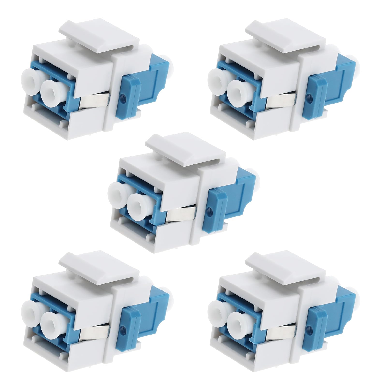 eMagTech 5Pcs LC Coupler Multimode Fibre Optic LC Fiber Keystone Optic Duplex 10GB F/F for Wall Plates Patch Panels Surface Mount Boxes