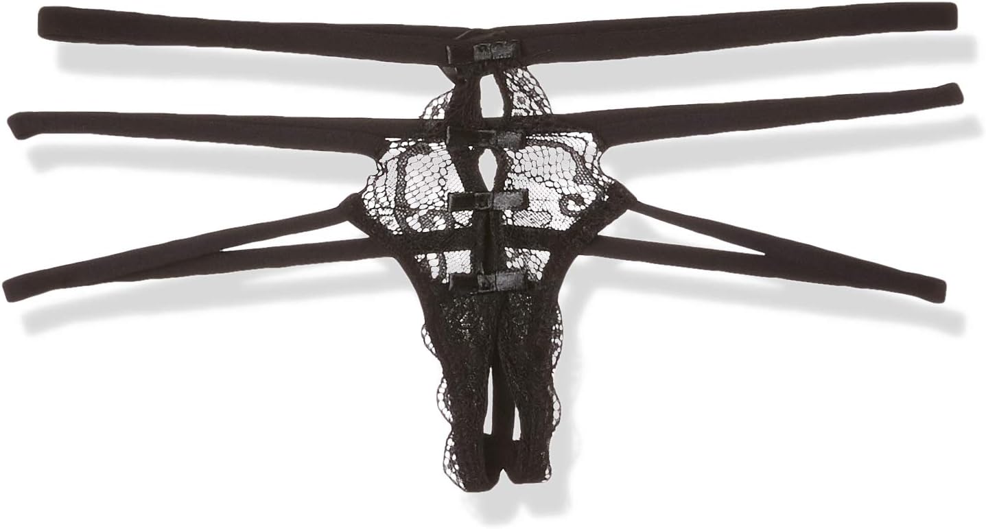 Rene Rofe Lingerie Small/Medium Wanted and Wild Crotchless Panty Black