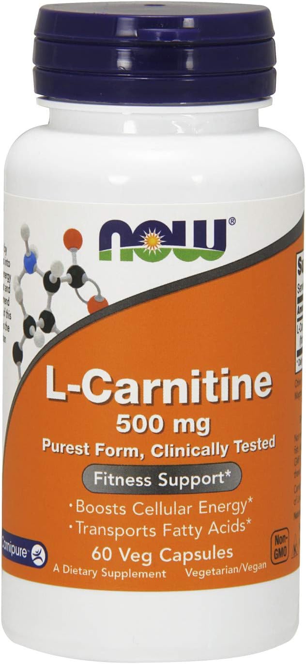 NOW Supplements, L-Carnitine 500mg, Purest Form, Amino Acid, Fitness Support*, 60 Veg Capsules: Health & Personal Care