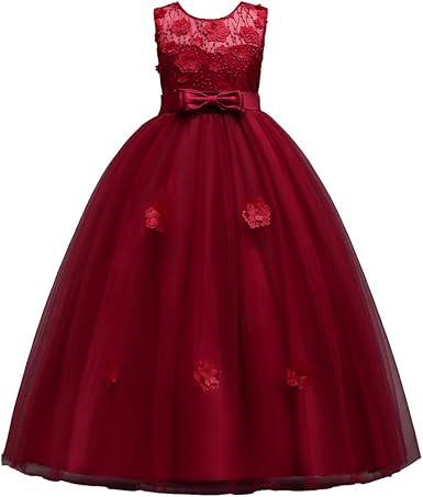 deep red flower girl dresses