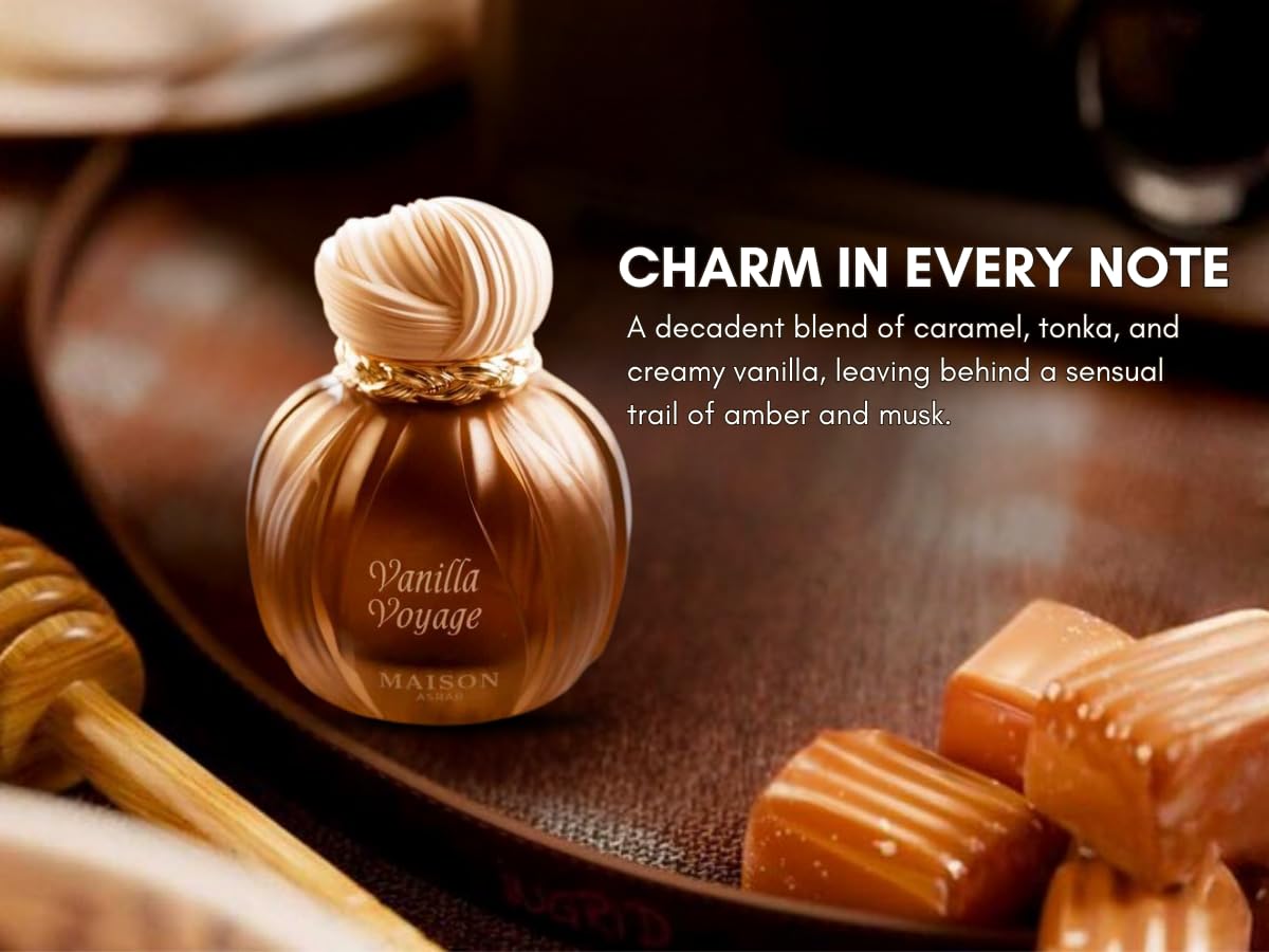 AROMA CONCEPTS | Vanilla Voyage Long Lasting Eau De Parfum EDP 3.4 Fl Oz | Unisex Perfume | Caramel, Jasmine, Tonka & Honey Notes | Luxurious Vanilla Perfume with Musk & Amber