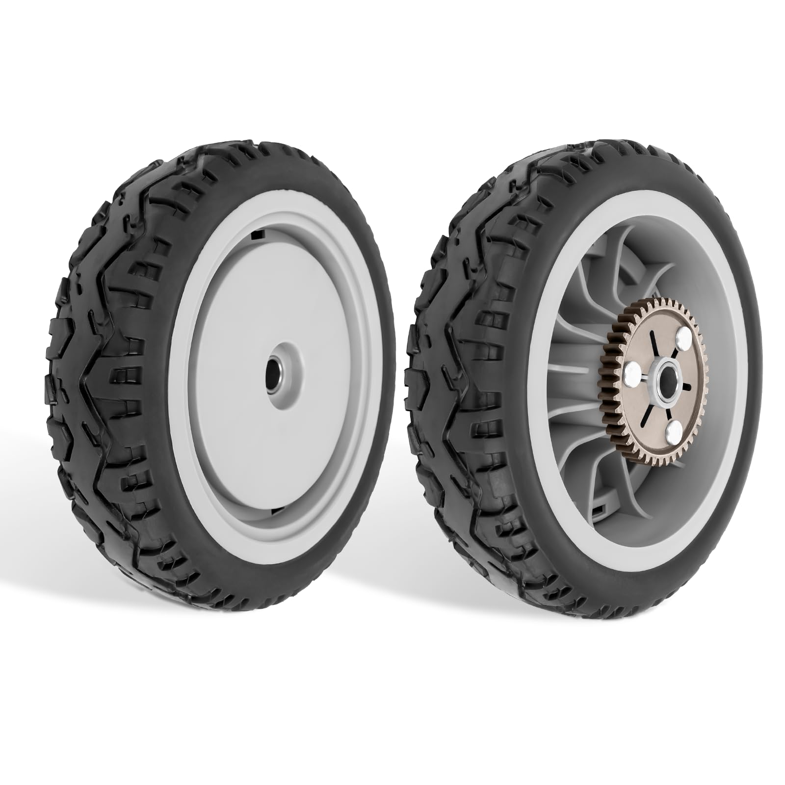 Photo 1 of UPOW 8 Inch Rear Wheel Gear Assembly for Toro 107-3709, Compatible with Super Recyclers & Models 20381, 20382, 20383, 20384–High-Quality Replacement Drive Wheels with 42 Teeth Metal Gear, 2 Pack