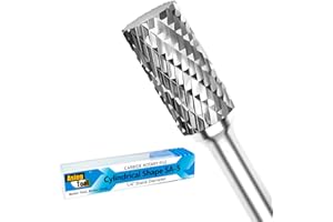 ASIEG TOOL SA-5 Tungsten Carbide Burr Rotary File Cylindrical Shape Double Cut for Die Grinder Drill Bits 1/4'' Inch Diameter of Shank and 1/2'' Inch Diameter of Cutter 1'' Inch Cutter Length