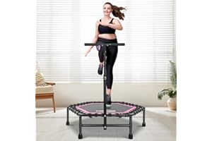 ONETWOFIT 42"/45" Rebounder Trampoline for Adults, Silent Mini Trampoline Indoor Exercise Fitness Trampoline Bungee Rebounder