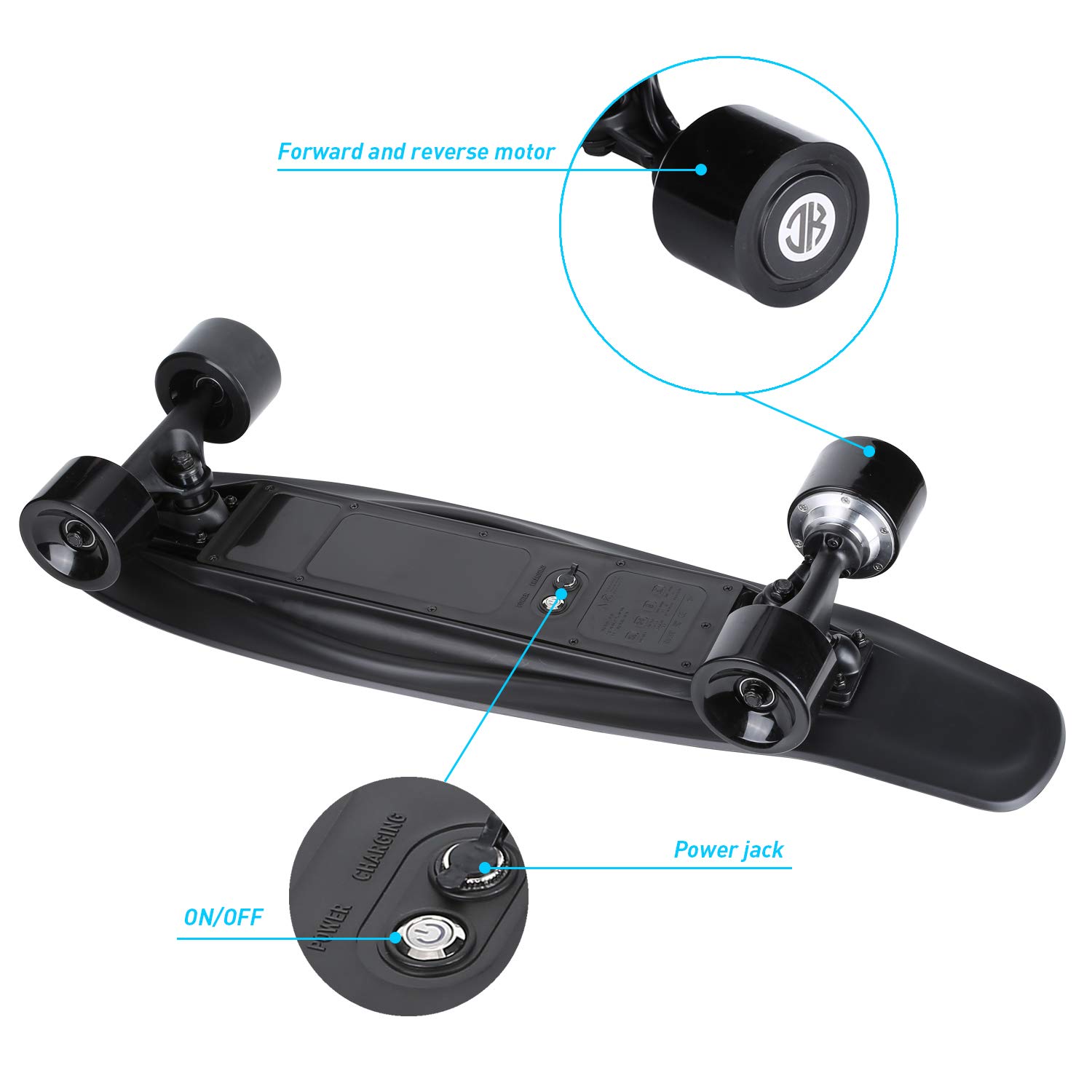 Electric Skateboard Electric Longboard with Remote Control Electric Skateboard,350W Hub-Motor,12.4 MPH Top Speed,5.2 Miles Range,3 Speeds Adjustment, 6 Months Warranty