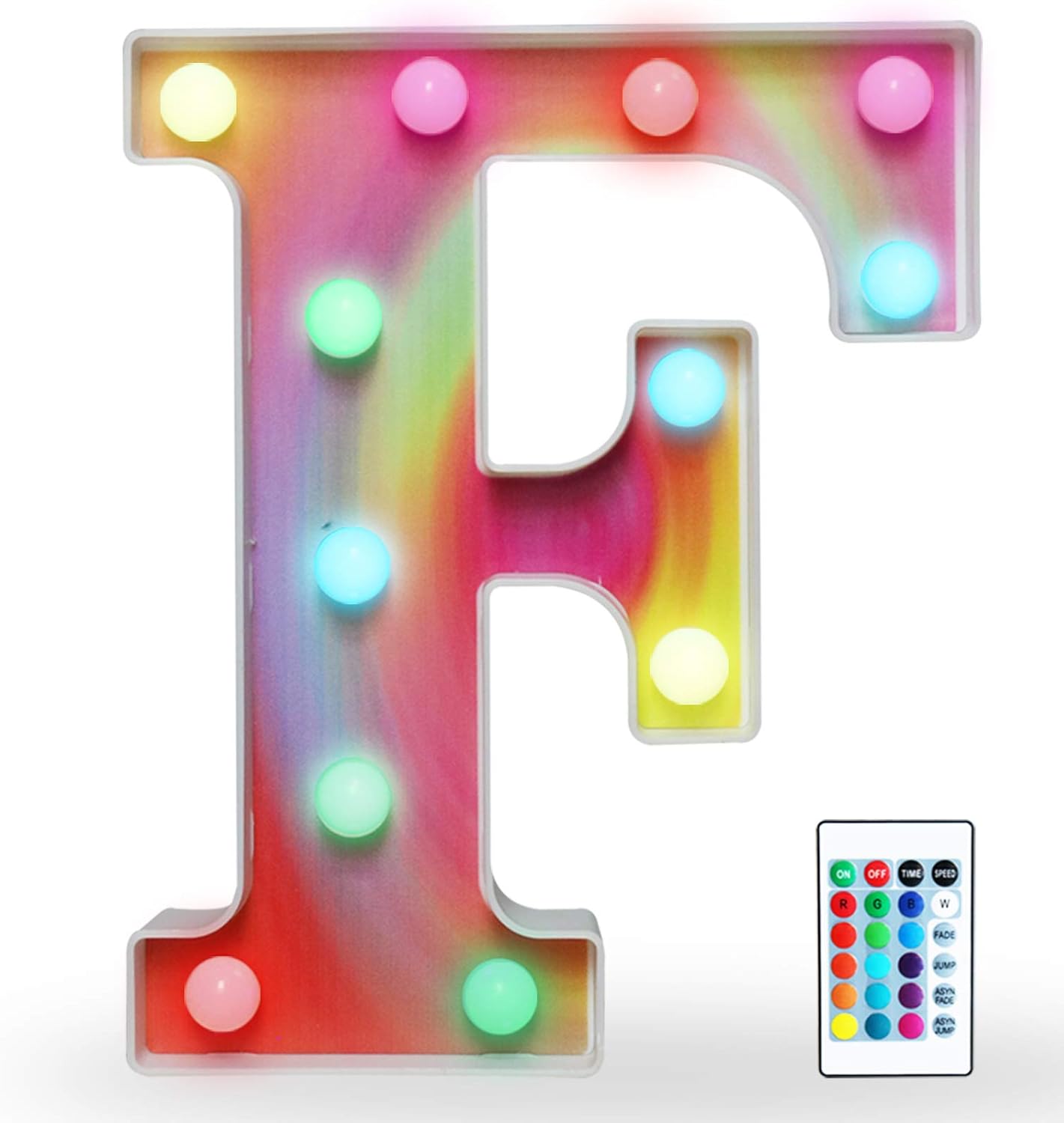 16 Color Changing Rainbow Marquee Letter with Lights, RGB Letter Lights Signs Remote Control Night Light for Valentin’s Day, Birthday Party, Wedding, Christmas Decor- Rainbow Letter F