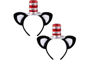 RUODON 2 Pack Cat Ears Headband with Hat Costume Ears Headband with Stovepipe Hat for Kids Adults
