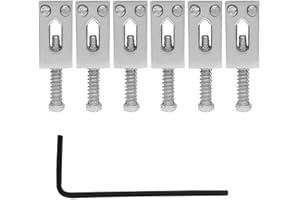 Marvexi 6Pcs Silver Guitar Bridge Saddle with Hex Wrench, Durable Zinc Alloy Premium Roller Bridge Saddles for Tremolo System, Compatible with Fender Stratocaster and Telecaster Electric Guitars