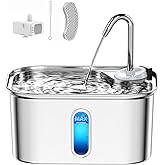Cat Water Fountain Stainless Steel for Cats Indoor by BPA-Free SUS304, Effective 6-Layer Filter Cat Fountains for Drinking 2.5L 85oz 20dB Ultra Quiet Soft Flow Metal Pet Water Fountain