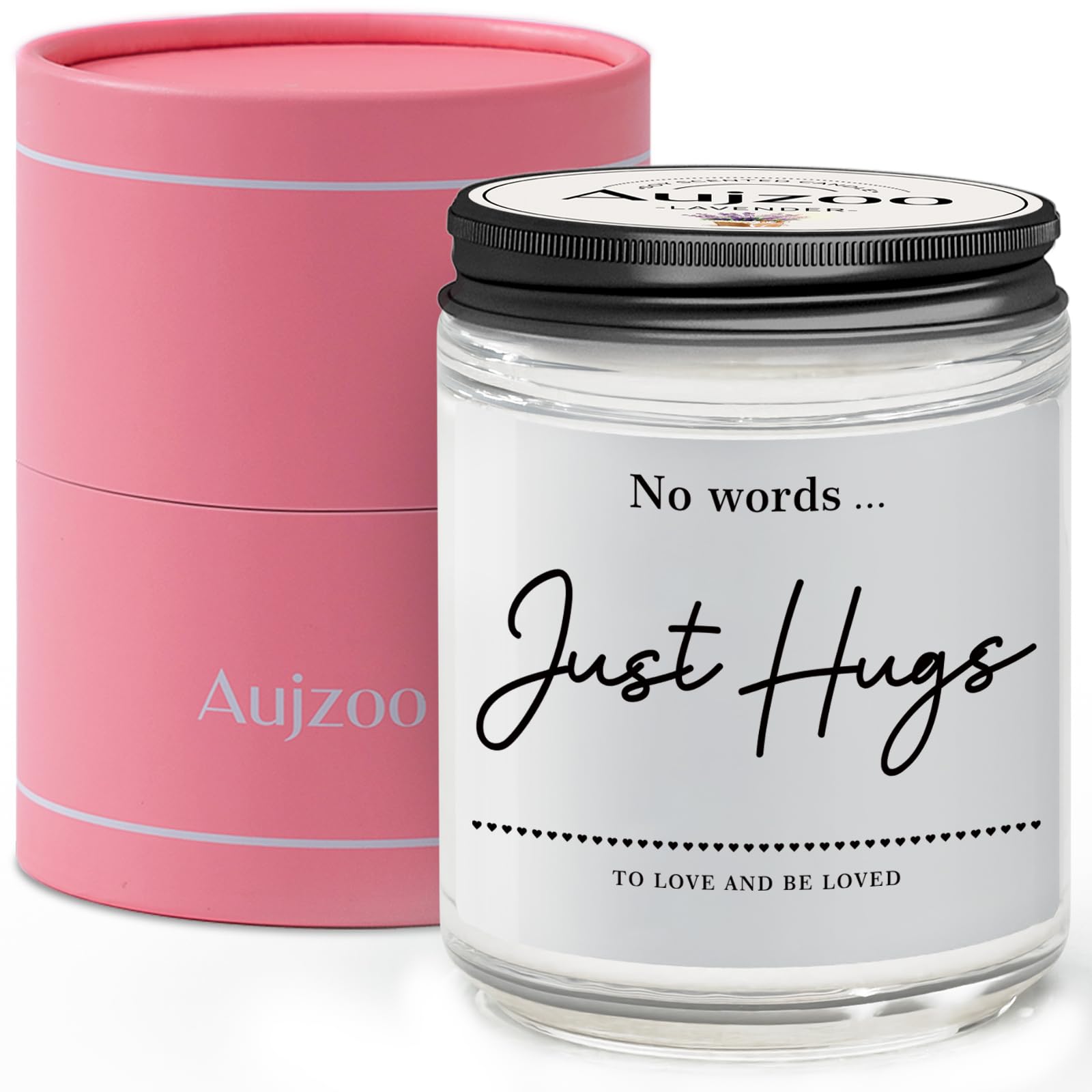 Sympathy & Bereavement Gifts - Natural Soy Wax 7OZ Lavender Scented 'No Words, Just Hugs' Candle