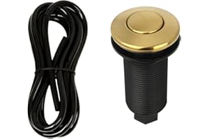 Garbage Disposal Air Switch with Air Hose, Sink Top Push Button Replacement for Air Switch Garbage/Waste Disposal Outlet - Akicon (Brass Gold)