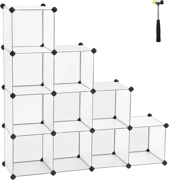 SONGMICS 10 Würfel DIY Regalsystem, stabiles Würfelregal, Steckregal
