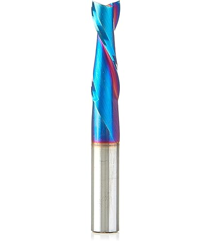 Aluminum Cutting Router Bit Amana Tool 51377-Z SC Spiral O Single Flute Aluminum Cutting 1/4 D X 3 4 Ch X 1 4 Shk X 2 Inch Long Up Cut Zrn Coated Router Bit Withmirror Finish Cnc Bits