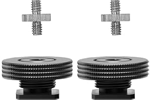 [2 Packs]- Atmoshue 1/4" Female Thread to Hot Shoe Adapter, Hot Shoe Mount Adapter with 1/4 to 1/4" Male Screw Adapter for Magic Arm, Monitor, Video Light
