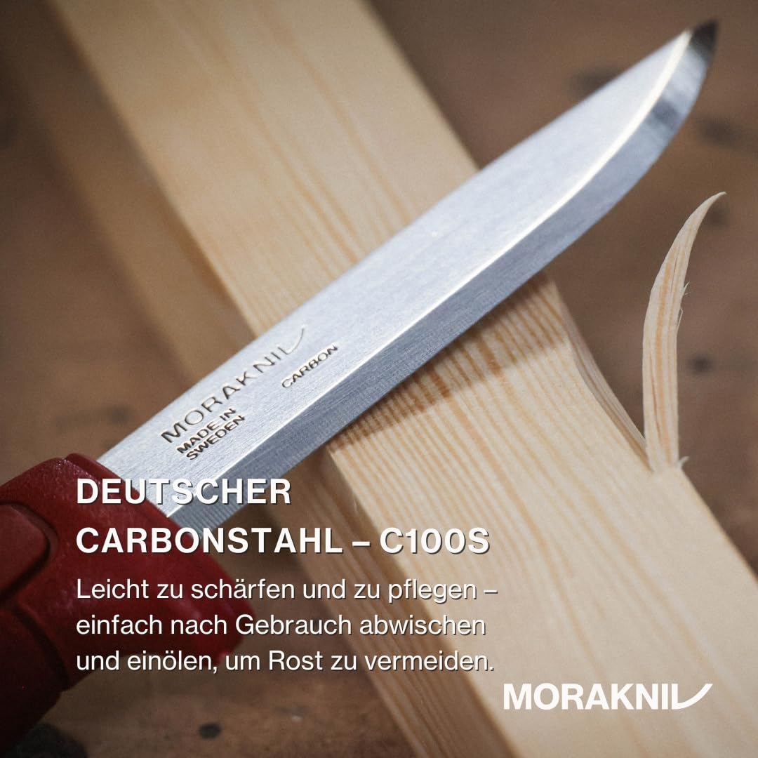 Morakniv Messer mit Scheide für Handwerker - 2-Pack Rot - Basic 511 C - Mora Messer Feststehende Klinge aus Kohlenstoffstahl - 2,0 mm - Hergestellt in Schweden - Outdoormesser feststehend 4