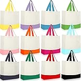 Epakh 12 Pack Canvas Tote Bags Bulk 18.5 x 15 Inch Reusable Grocery Shopping Bags Tote Luggage for Shopping