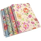 4 Pack A5 Spiral Notebook Journal,Wirebound Ruled Sketch Book Notepad Diary Memo Planner,A5 Size(8.3X5.7) & 80 Sheets (Floral)