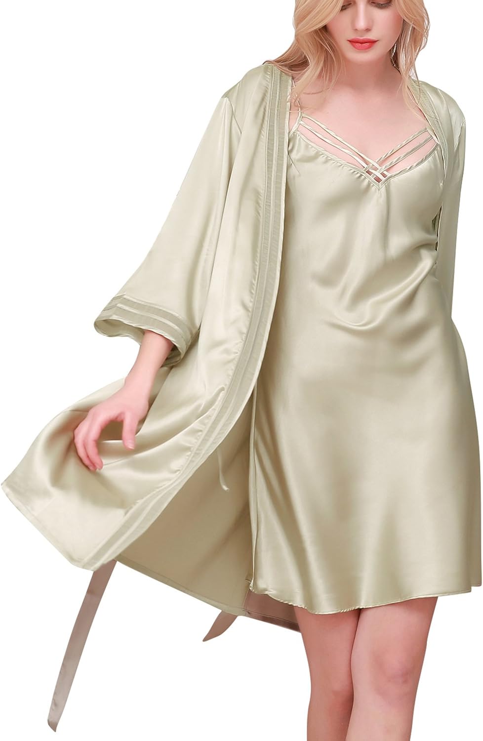 silk nightie and dressing gown