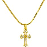 NFINITYRE Diamond Cross Necklace for women-Dainty 18k Gold Cubic Zirconia Pendant Necklaces Simple Gold Cross Pendant Necklace Cute Tiny Gold Jewelry
