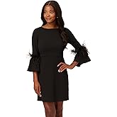Adrianna Papell Womens Stretch Crepe Feather Dress