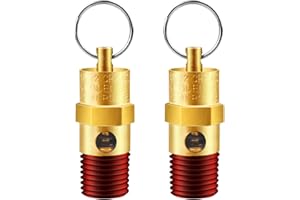 LSTOPGO 2 Pieces 1/4'' Male 200 PSI NPT Air Compressor Pressure Relief Valve Brass Safety Valve Air Compressor Check Valve