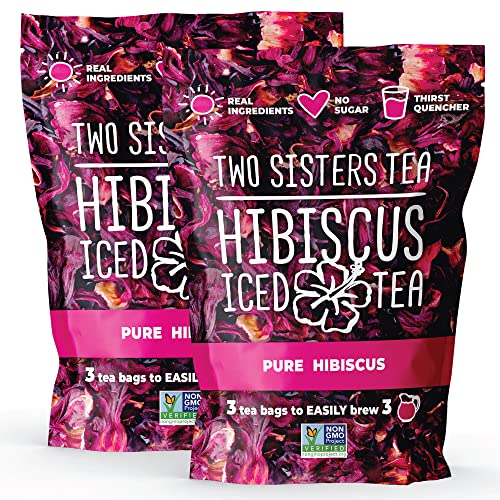 Two Sisters Hibiscus Family Sized Tea Bags Hibiscus Tea Organic made from Dried Hibiscus