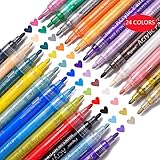 Paint Pens for Rocks Painting Acrylic Paint Markers Pens for Glass Painting, Ceramic, Wood, Metal, Easter Egg, DIY Craft Projects with Sun & Water Resistant Function, Set of 24 Colors