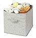 mDesign Soft Fabric Closet Storage Organizer Bin Box - Front Handle, for Cube Furniture Shelving Units Bedroom, Nursery, Toy Room - Chevron Zig-Zag Print - Large - Taupe/Natural