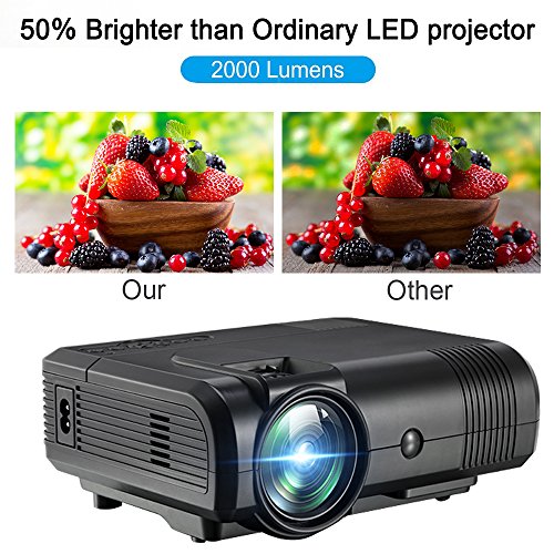 Projector DIWUER Video Mini Movie Projector Full HD 1080P LCD Home TV Theater Led Portable Multimedia Game Projector for PC iPhone Smartphone PS4 PS3 Support Amazon Fire TV Stick HDMI VGA USB AV TF