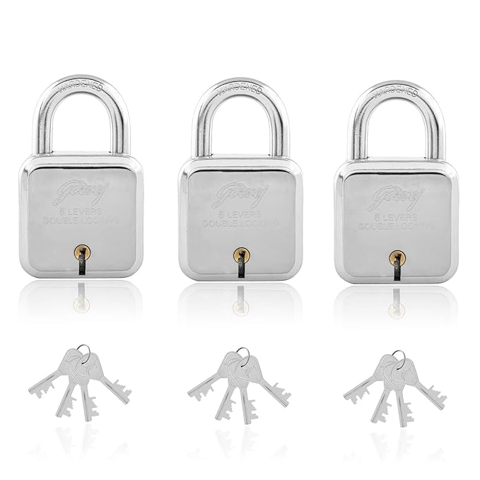 Godrej Square Padlock with 6 Levers and 4 Keys (Pack of 3) Amazon.in