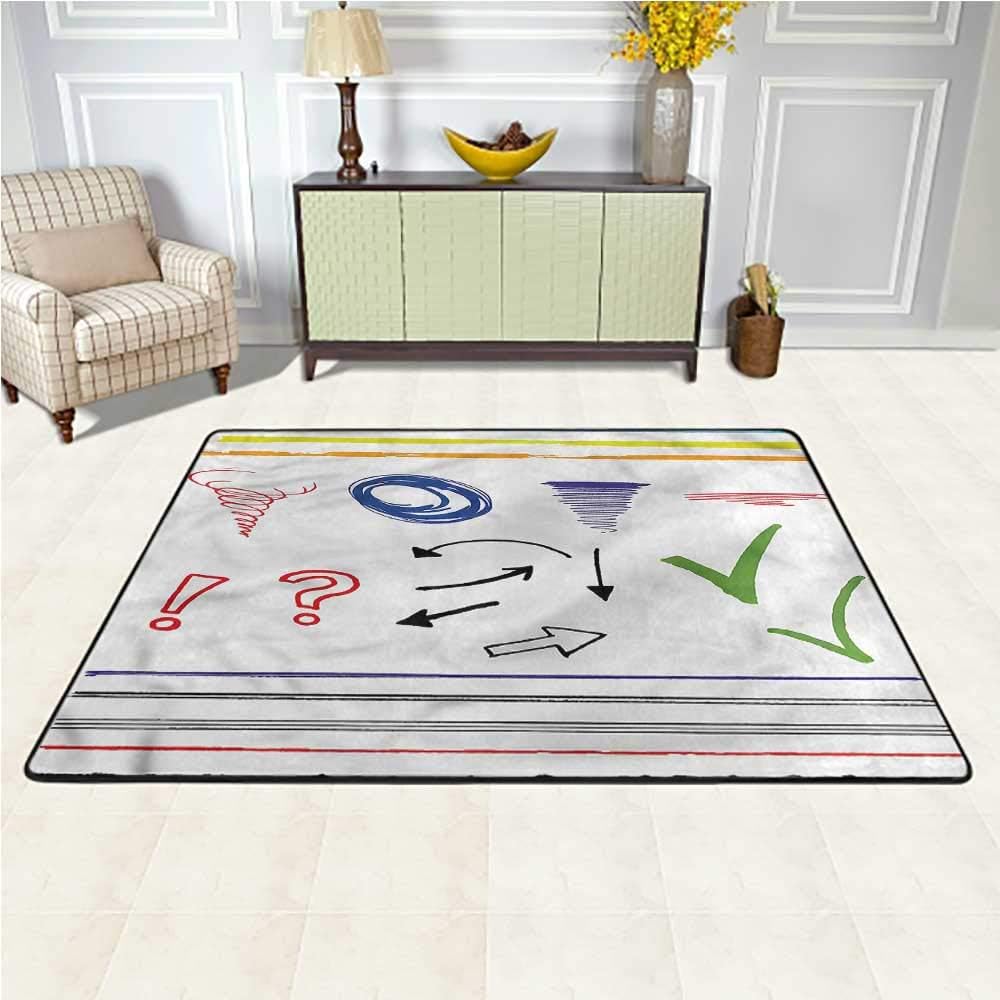 Area Rug Abstract, Math Geometry Doodle Art Home Decor Rug Suitable for Home Decor 6.5 x 10 Feet