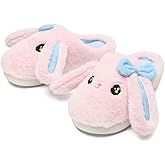 NZFUN Bunny Animal Slippers for Women and Men, Cute Bow Fuzzy Fluffy Comfy Plush Cartoon Woman Preppy Funny Furry Rabbit Pillow Cloud Home Bedroom House Slipper for Womens Indoor and Outdoor